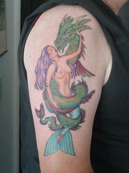 Tattoos - Mermaid and Dragon - 62435